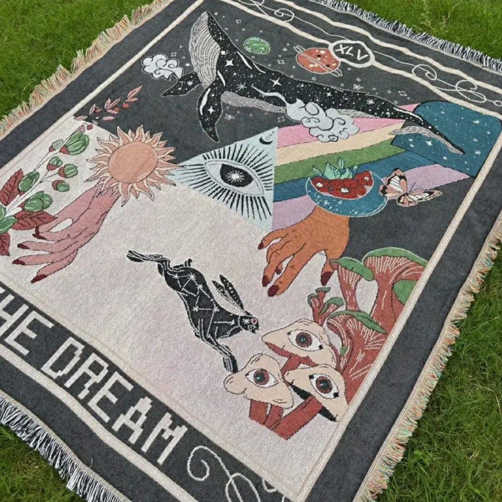 Whimsical 'DREAM' Throw Blanket / Tapestry NWT! - Picture 12 of 13